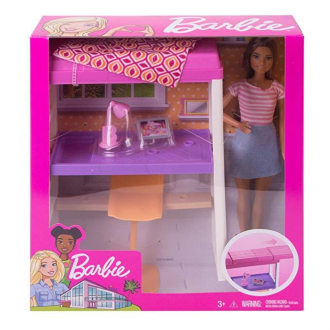 Barbie Doll and Furniture Loft Bed w/ Transforming Bunk Beds FXG52
